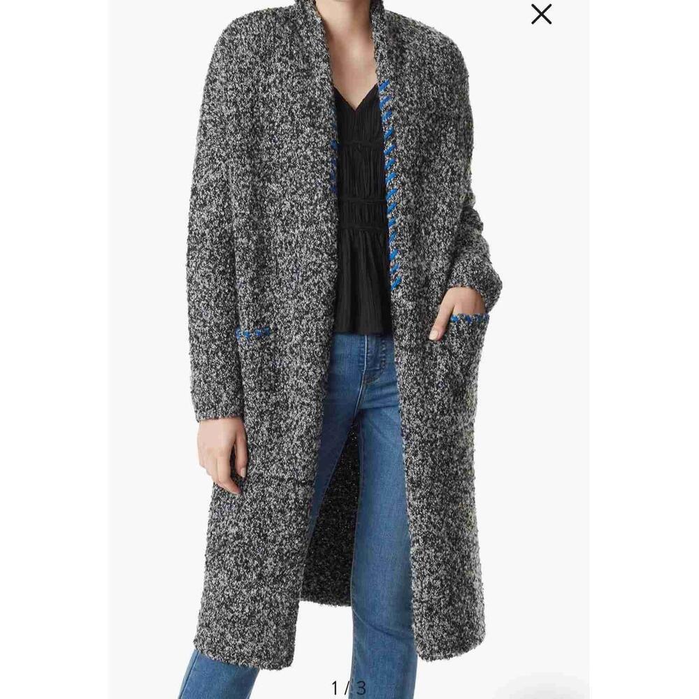 NWT Sam Edelman Blue Cream Chunky Knit Cardigan With Pockets